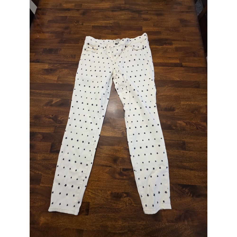 J Crew Women's Jeans Toothpick Size 30 White Stars Stretchy Y2k Genx Genz